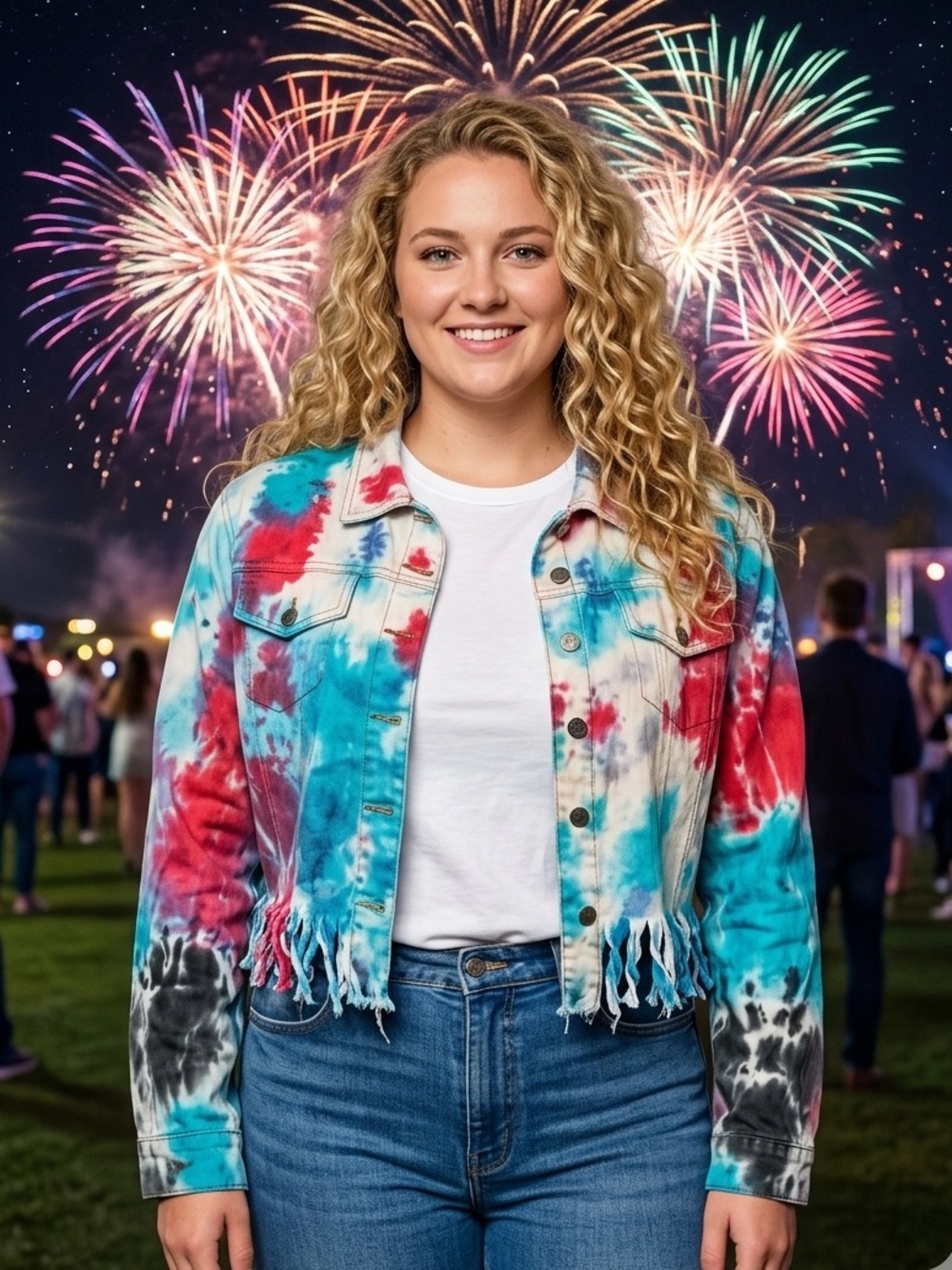NWT - TAXI Distressed Tie-Dye Cropped Denim Jacket 2X